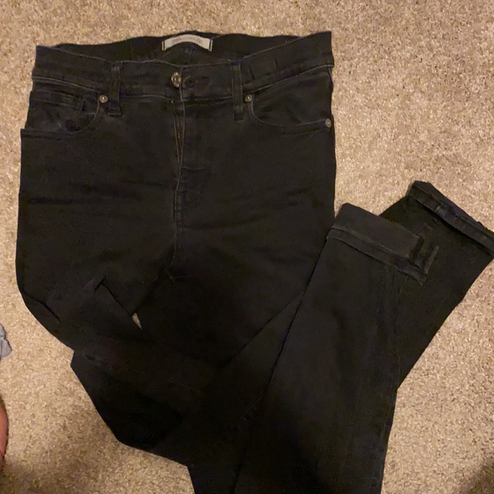 9in high rise skinny black jeans by madewell